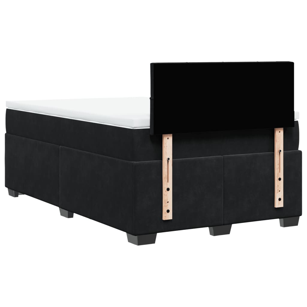 vidaXL Κρεβάτι Boxspring με Στρώμα Μαύρο 120 x 200 εκ. Βελούδινο