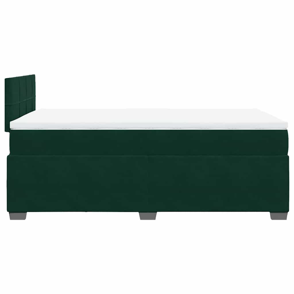 vidaXL Κρεβάτι Boxspring με Στρώμα Σκούρο Πράσινο 120x200εκ. Βελούδινο