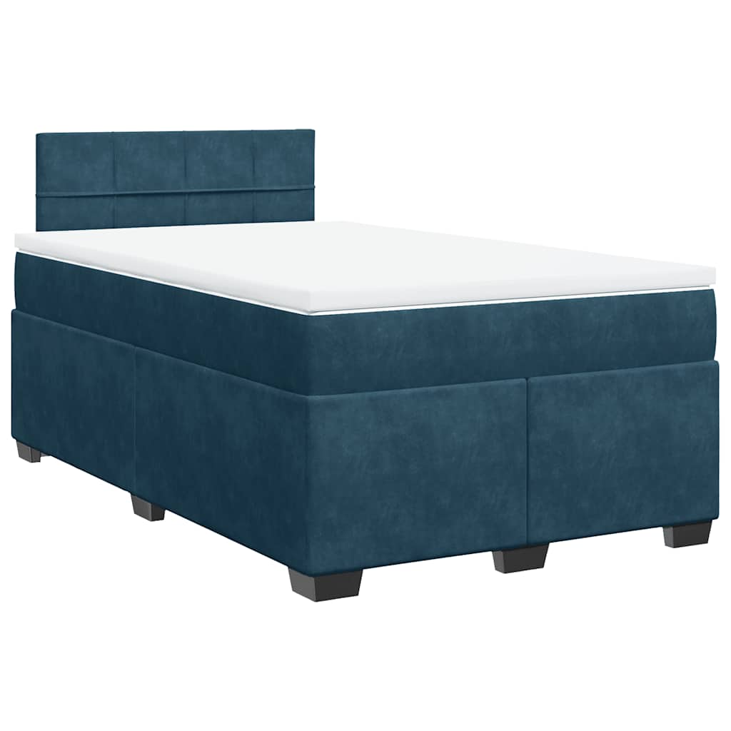 vidaXL Κρεβάτι Boxspring με Στρώμα Σκούρο Μπλε 120x200 εκ. Βελούδινο