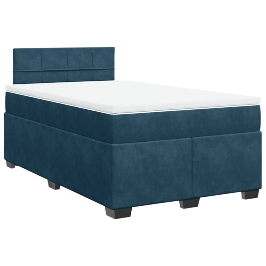 vidaXL Κρεβάτι Boxspring με Στρώμα Σκούρο Μπλε 120x200 εκ. Βελούδινο