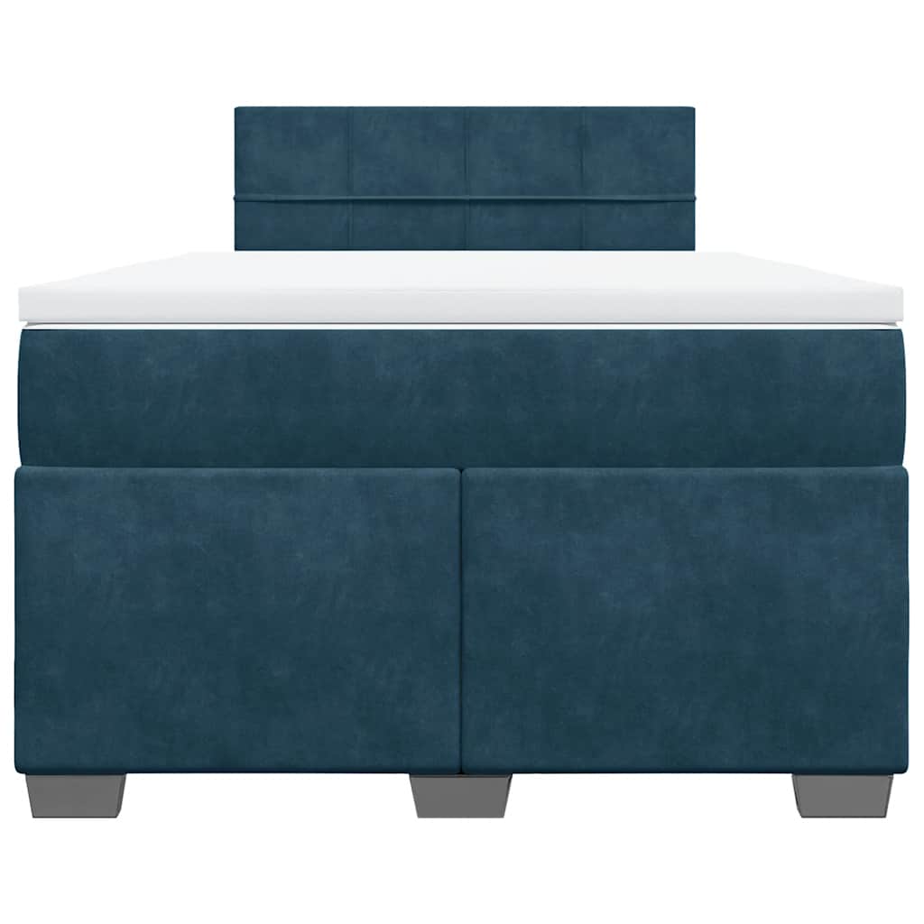vidaXL Κρεβάτι Boxspring με Στρώμα Σκούρο Μπλε 120x200 εκ. Βελούδινο