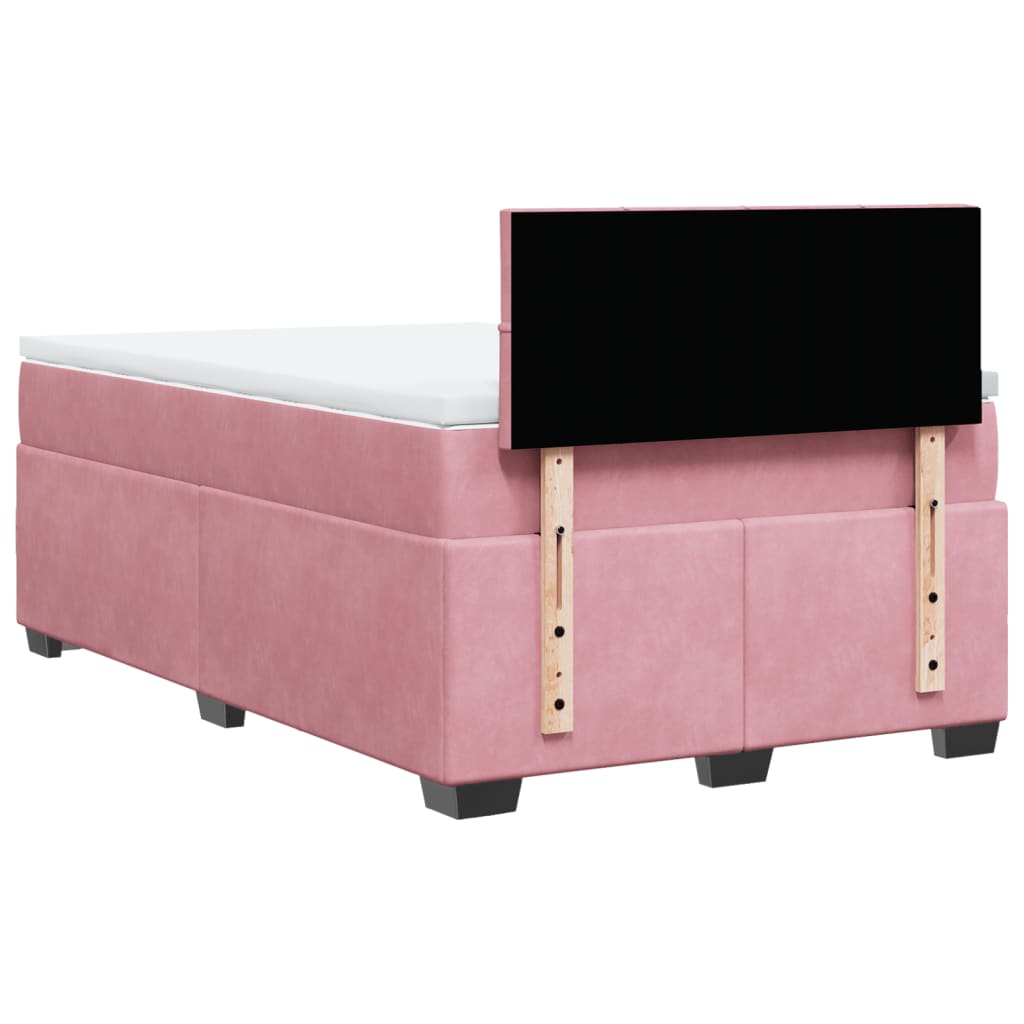 vidaXL Κρεβάτι Boxspring με Στρώμα Ροζ 120x200 εκ. Βελούδινο