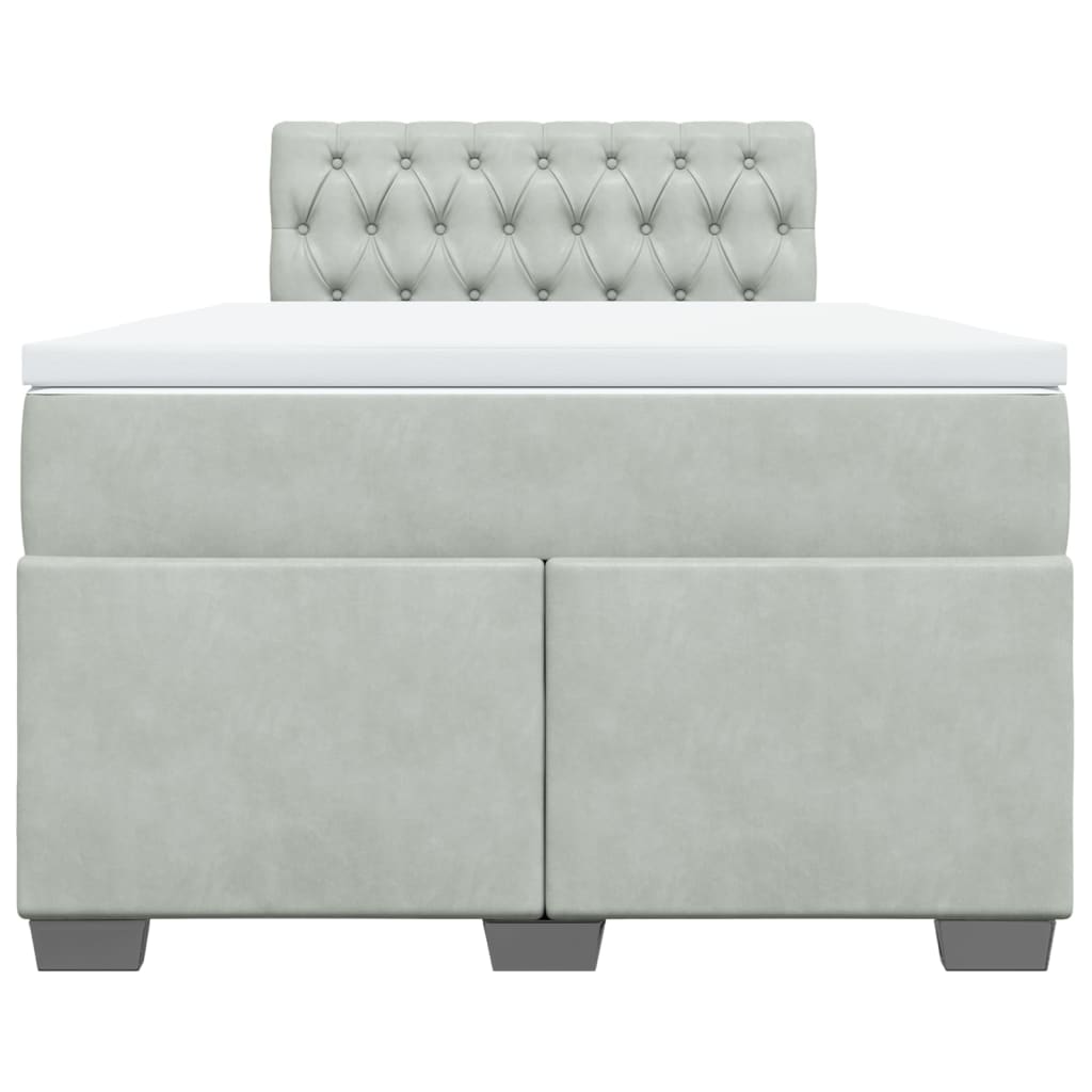 vidaXL Κρεβάτι Boxspring με Στρώμα Ανοιχτό Γκρι 120x200 εκ. Βελούδινο