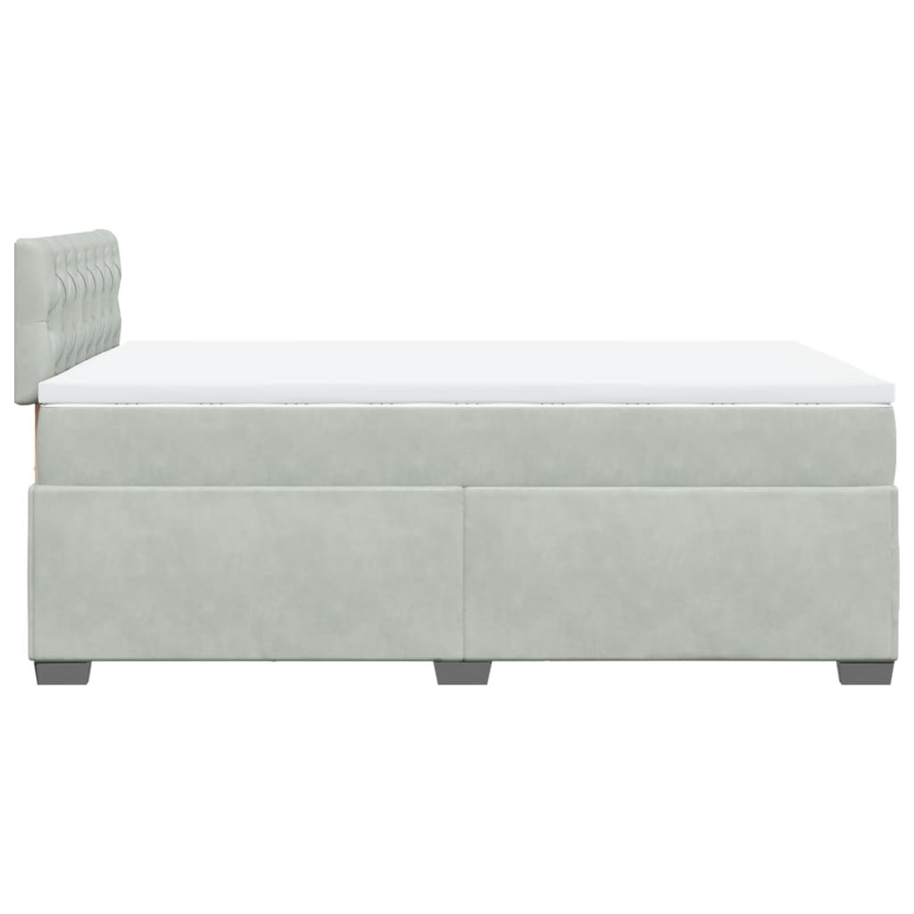 vidaXL Κρεβάτι Boxspring με Στρώμα Ανοιχτό Γκρι 120x200 εκ. Βελούδινο