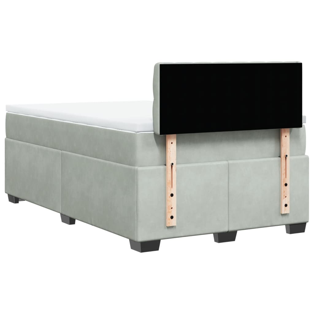 vidaXL Κρεβάτι Boxspring με Στρώμα Ανοιχτό Γκρι 120x200 εκ. Βελούδινο