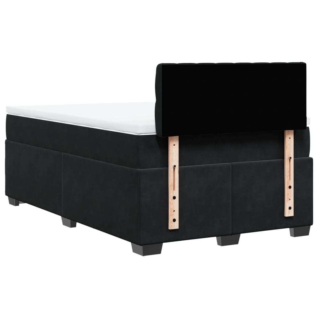 vidaXL Κρεβάτι Boxspring με Στρώμα Μαύρο 120 x 200 εκ. Βελούδινο