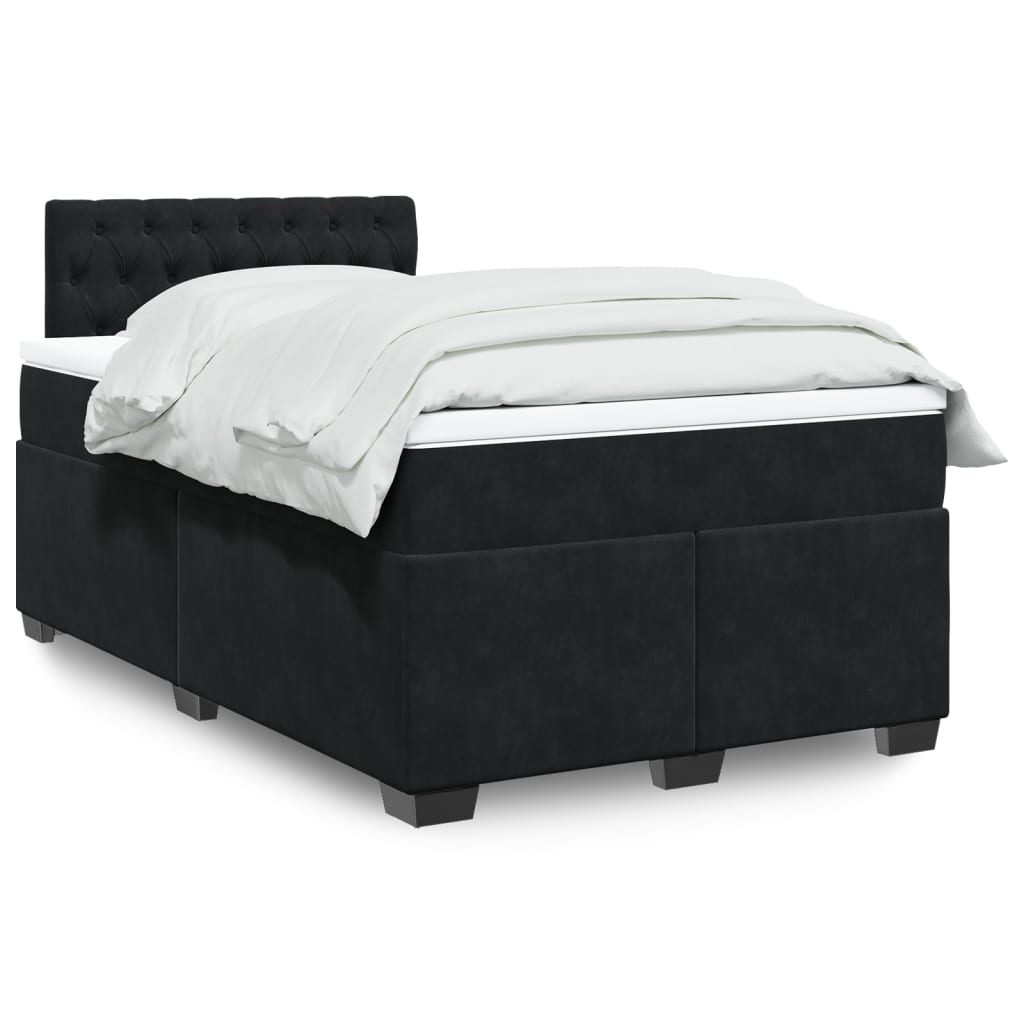 vidaXL Κρεβάτι Boxspring με Στρώμα Μαύρο 120 x 200 εκ. Βελούδινο