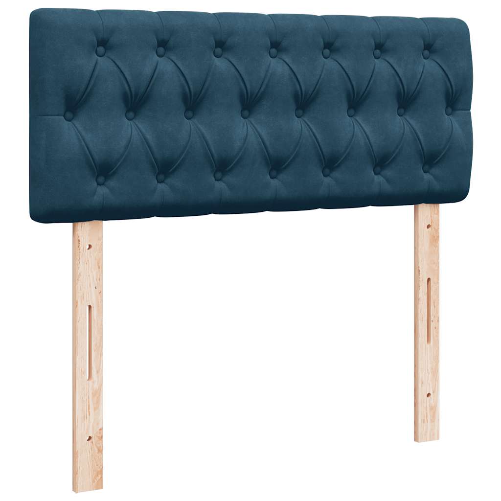 vidaXL Κρεβάτι Boxspring με Στρώμα Σκούρο Μπλε 120x200 εκ. Βελούδινο