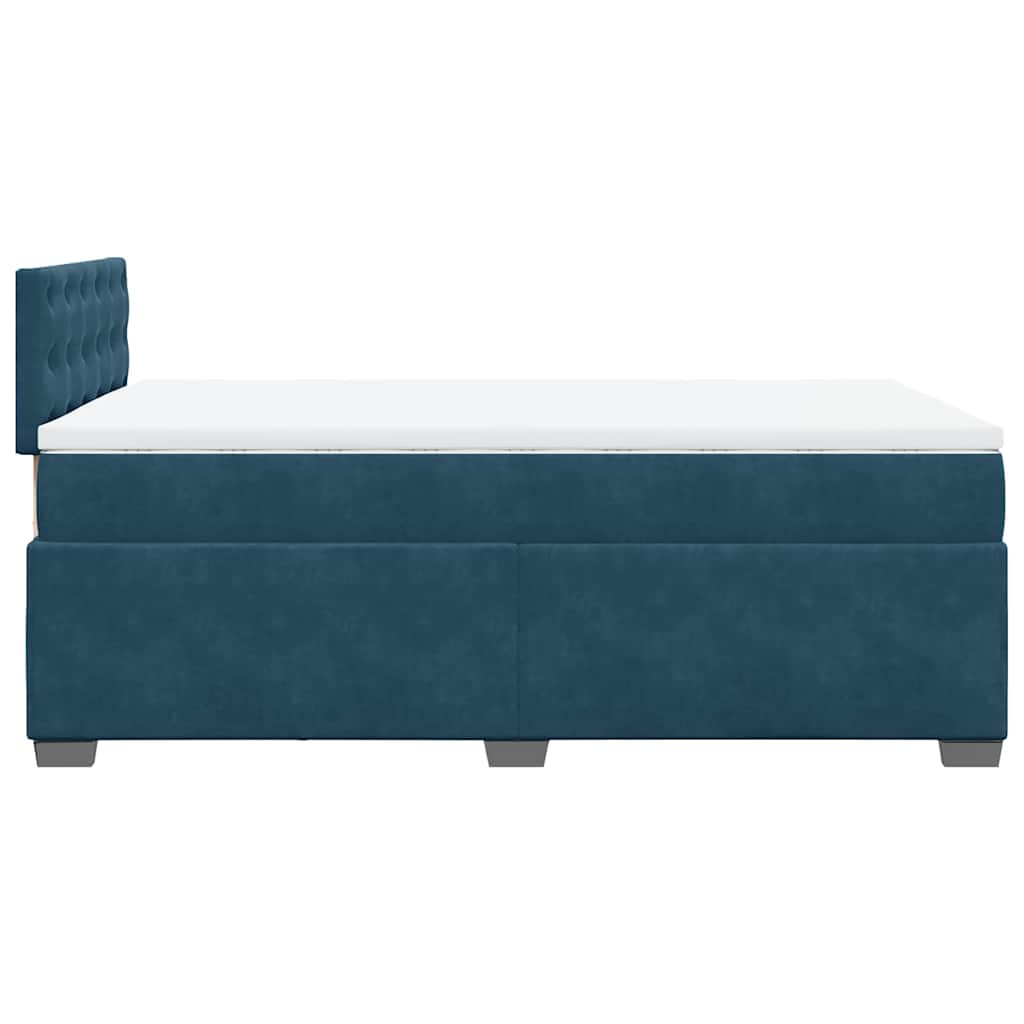 vidaXL Κρεβάτι Boxspring με Στρώμα Σκούρο Μπλε 120x200 εκ. Βελούδινο