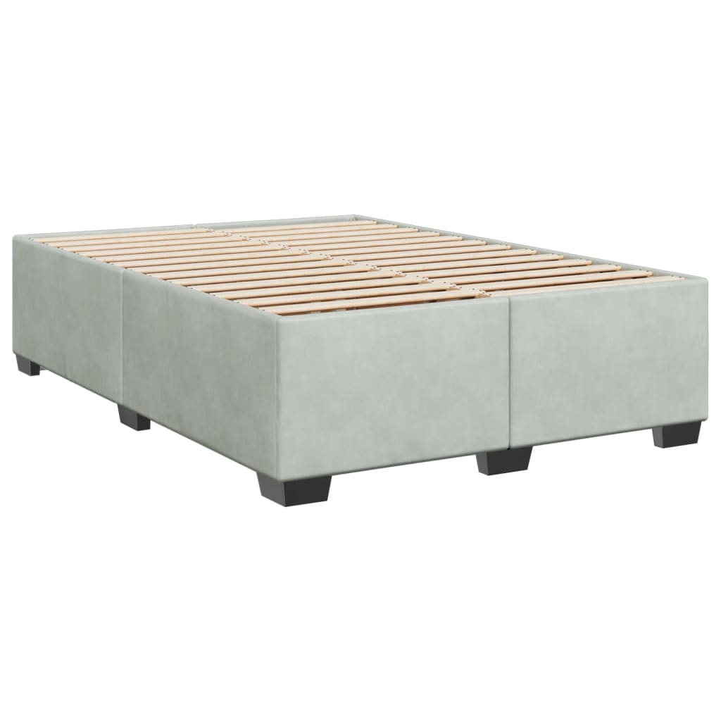 vidaXL Κρεβάτι Boxspring με Στρώμα Ανοιχτό Γκρι 140x190 εκ. Βελούδινο