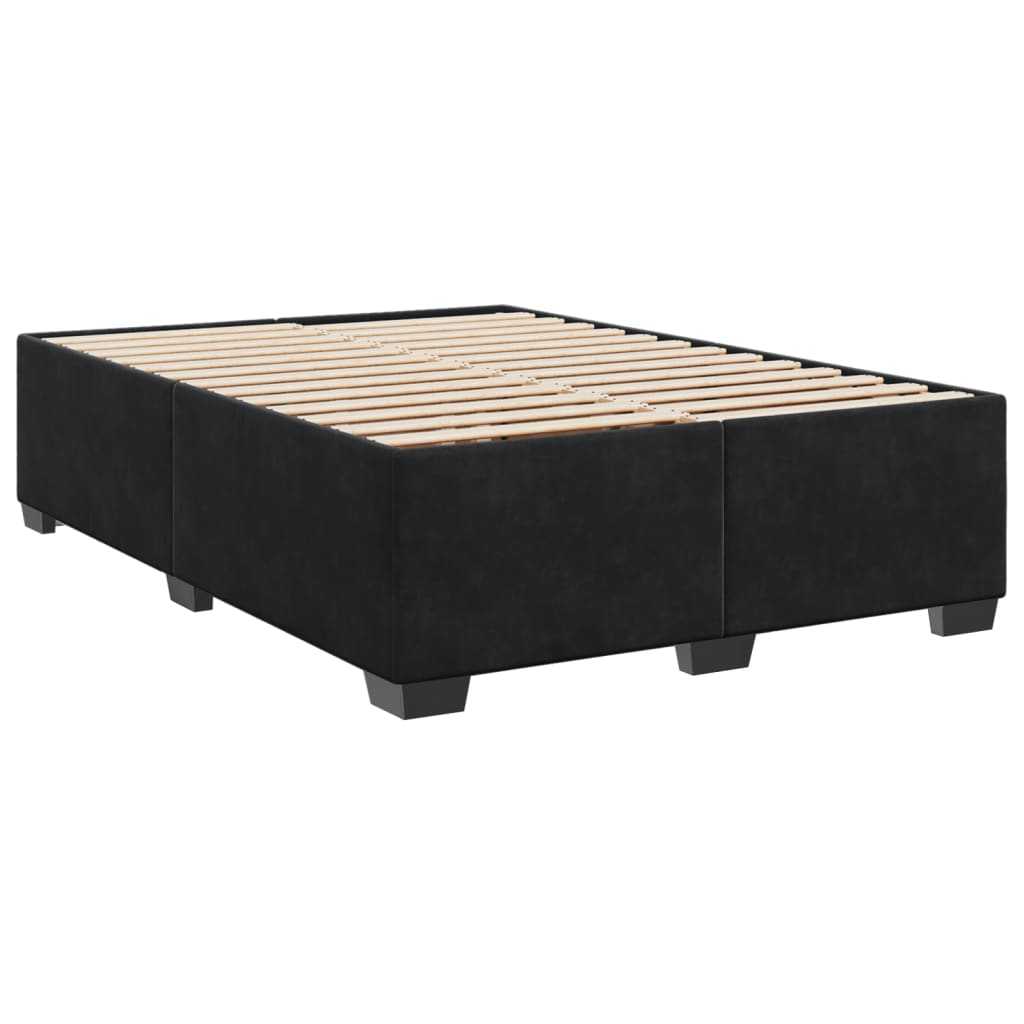 vidaXL Κρεβάτι Boxspring με Στρώμα Μαύρο 140x190 εκ. Βελούδινο