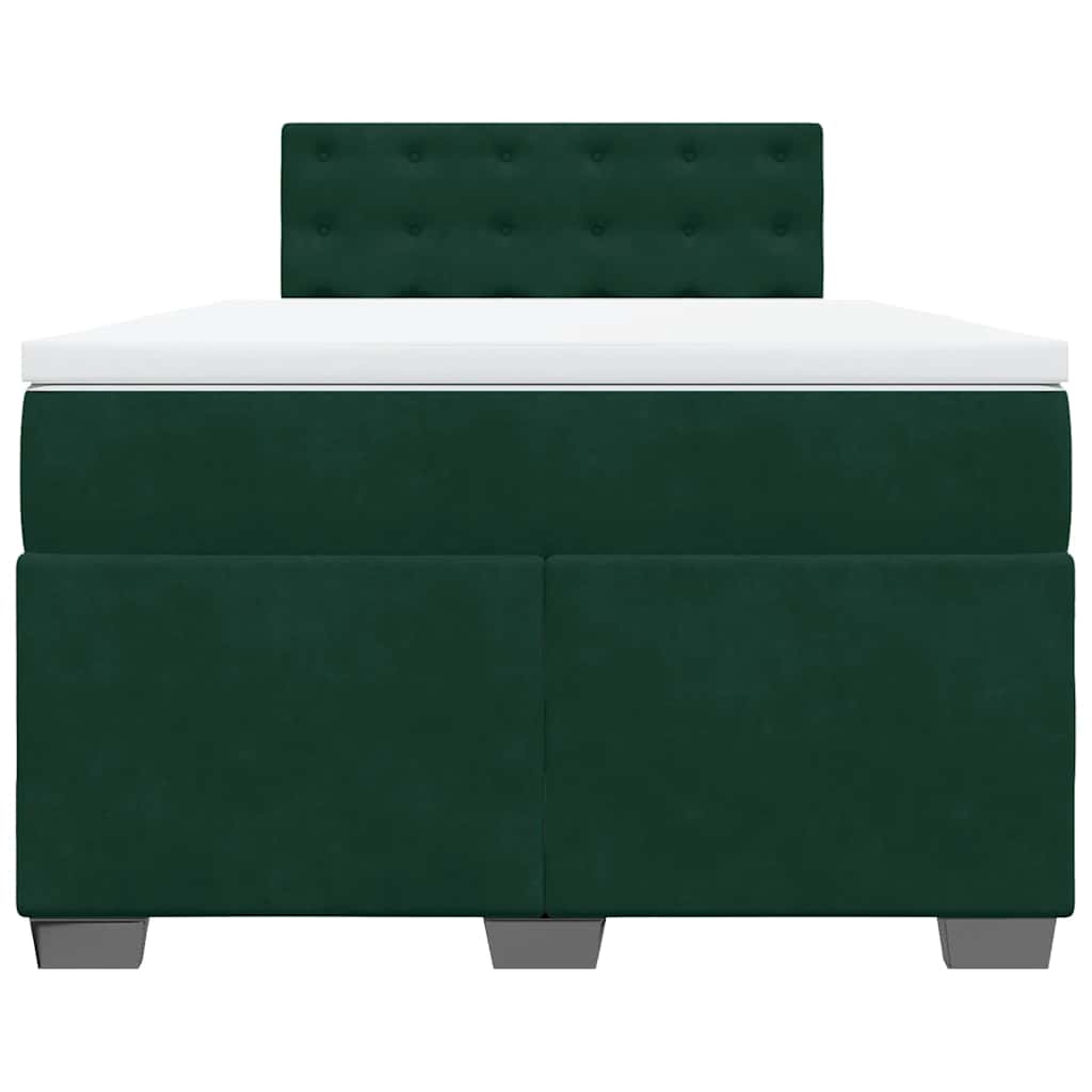 vidaXL Κρεβάτι Boxspring με Στρώμα Σκούρο Πράσινο 140x190εκ. Βελούδινο
