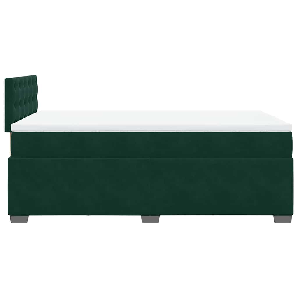 vidaXL Κρεβάτι Boxspring με Στρώμα Σκούρο Πράσινο 140x190εκ. Βελούδινο