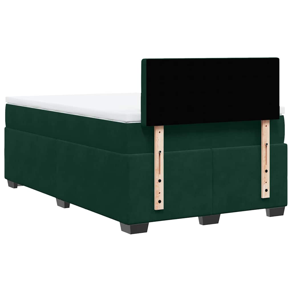 vidaXL Κρεβάτι Boxspring με Στρώμα Σκούρο Πράσινο 140x190εκ. Βελούδινο