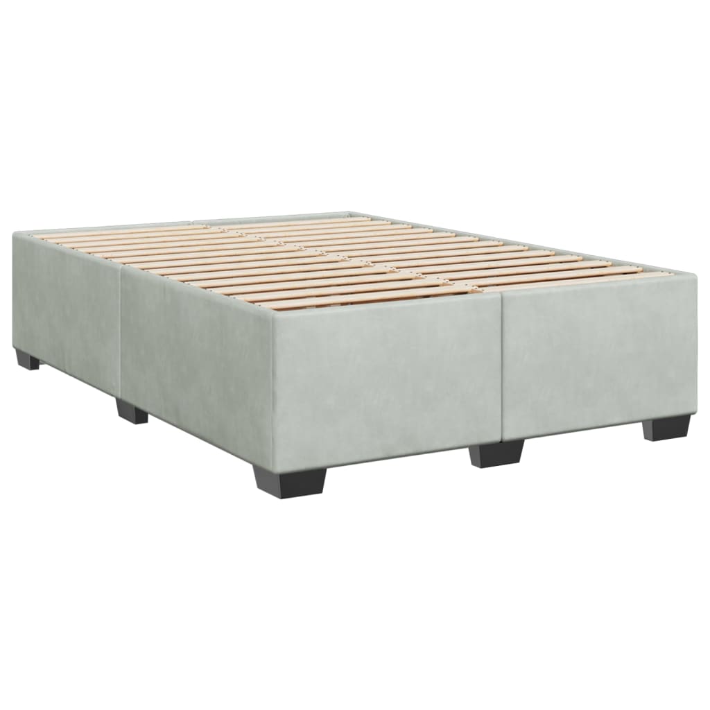 vidaXL Κρεβάτι Boxspring με Στρώμα Ανοιχτό Γκρι 140x190 εκ. Βελούδινο