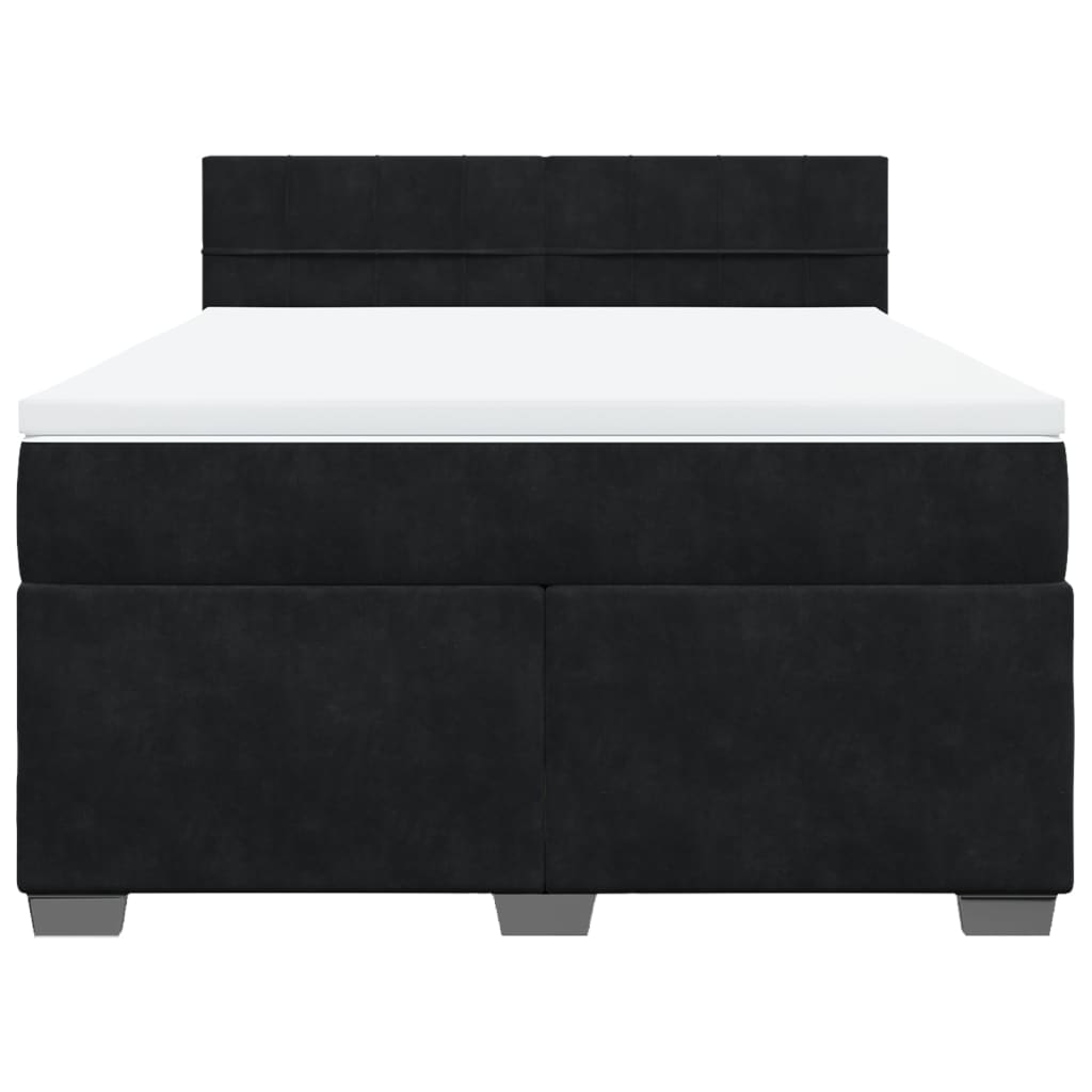 vidaXL Κρεβάτι Boxspring με Στρώμα Μαύρο 140x190 εκ. Βελούδινο