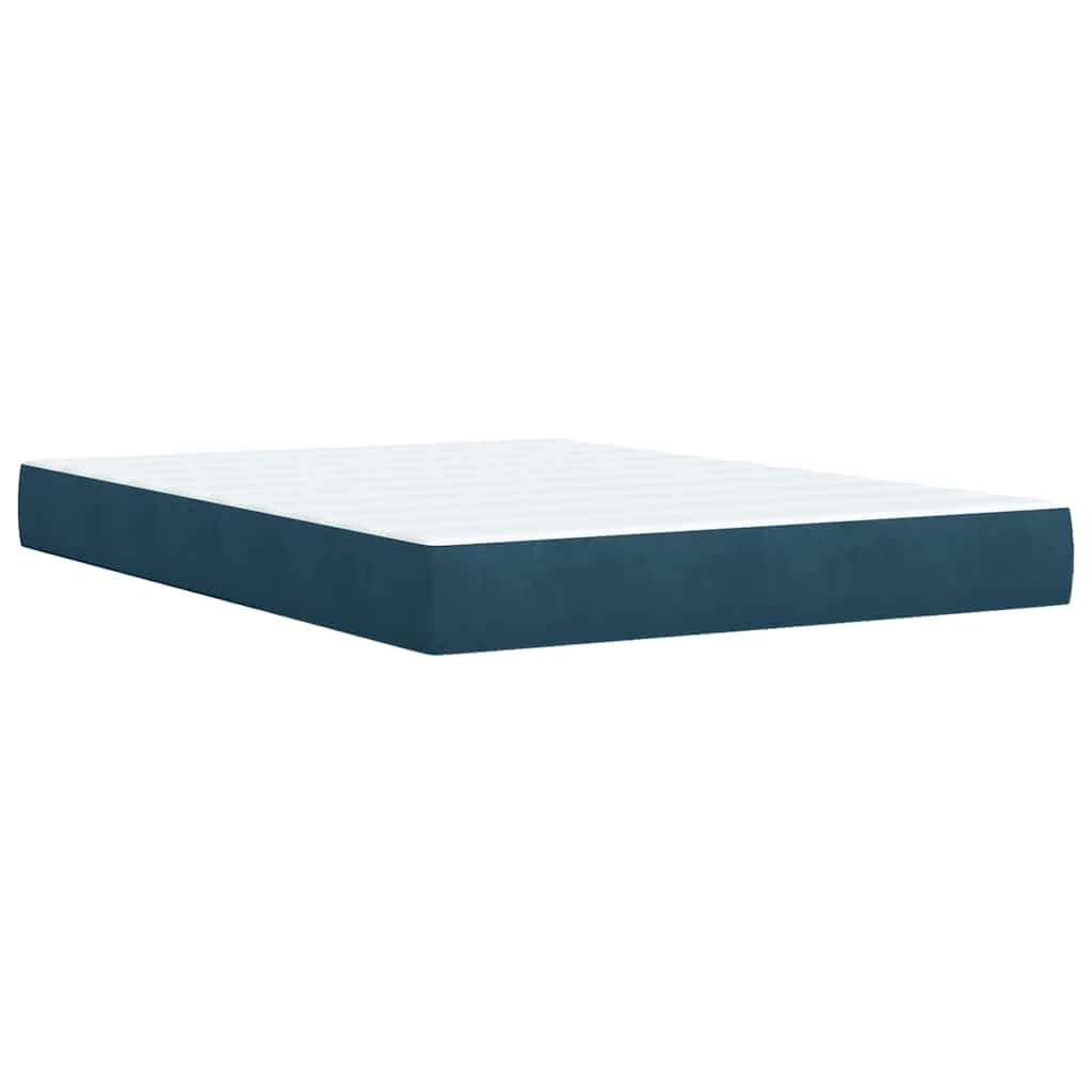vidaXL Κρεβάτι Boxspring με Στρώμα Σκούρο Μπλε 140x190 εκ. Βελούδινο