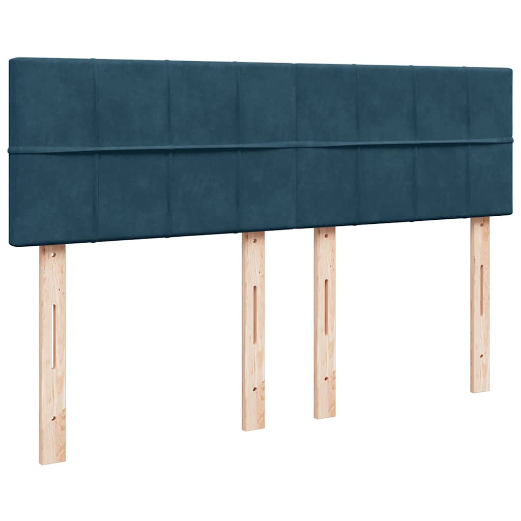 vidaXL Κρεβάτι Boxspring με Στρώμα Σκούρο Μπλε 140x190 εκ. Βελούδινο
