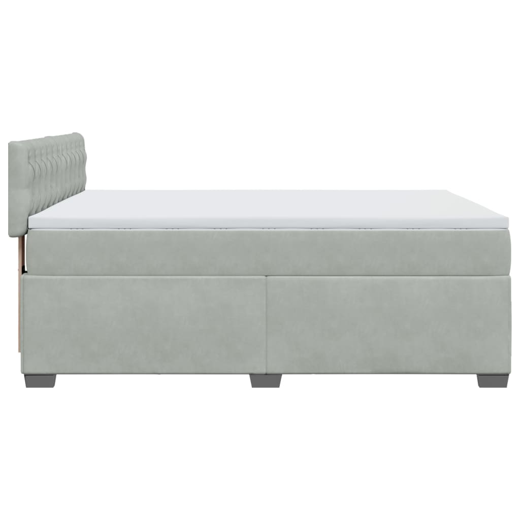 vidaXL Κρεβάτι Boxspring με Στρώμα Ανοιχτό Γκρι 140x190 εκ. Βελούδινο