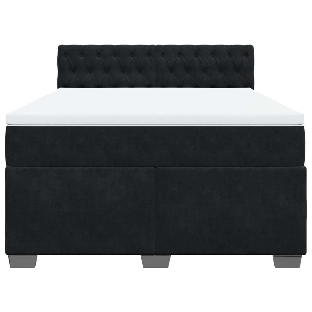 vidaXL Κρεβάτι Boxspring με Στρώμα Μαύρο 140x190 εκ. Βελούδινο