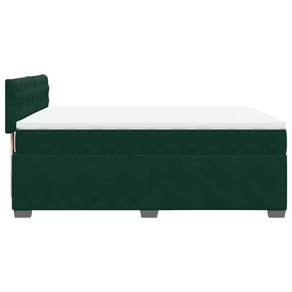 vidaXL Κρεβάτι Boxspring με Στρώμα Σκούρο Πράσινο 140x190εκ. Βελούδινο