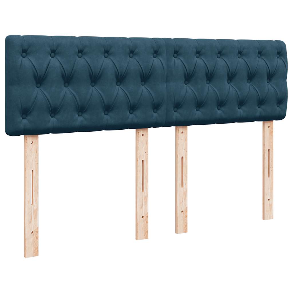 vidaXL Κρεβάτι Boxspring με Στρώμα Σκούρο Μπλε 140x190 εκ. Βελούδινο