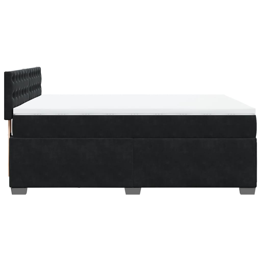 vidaXL Κρεβάτι Boxspring με Στρώμα Μαύρο 140x190 εκ. Βελούδινο