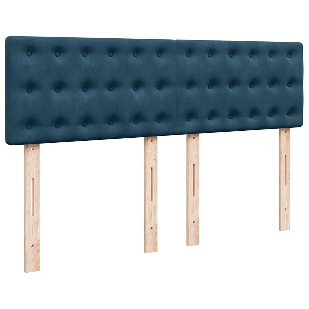 vidaXL Κρεβάτι Boxspring με Στρώμα Σκούρο Μπλε 140x190 εκ. Βελούδινο