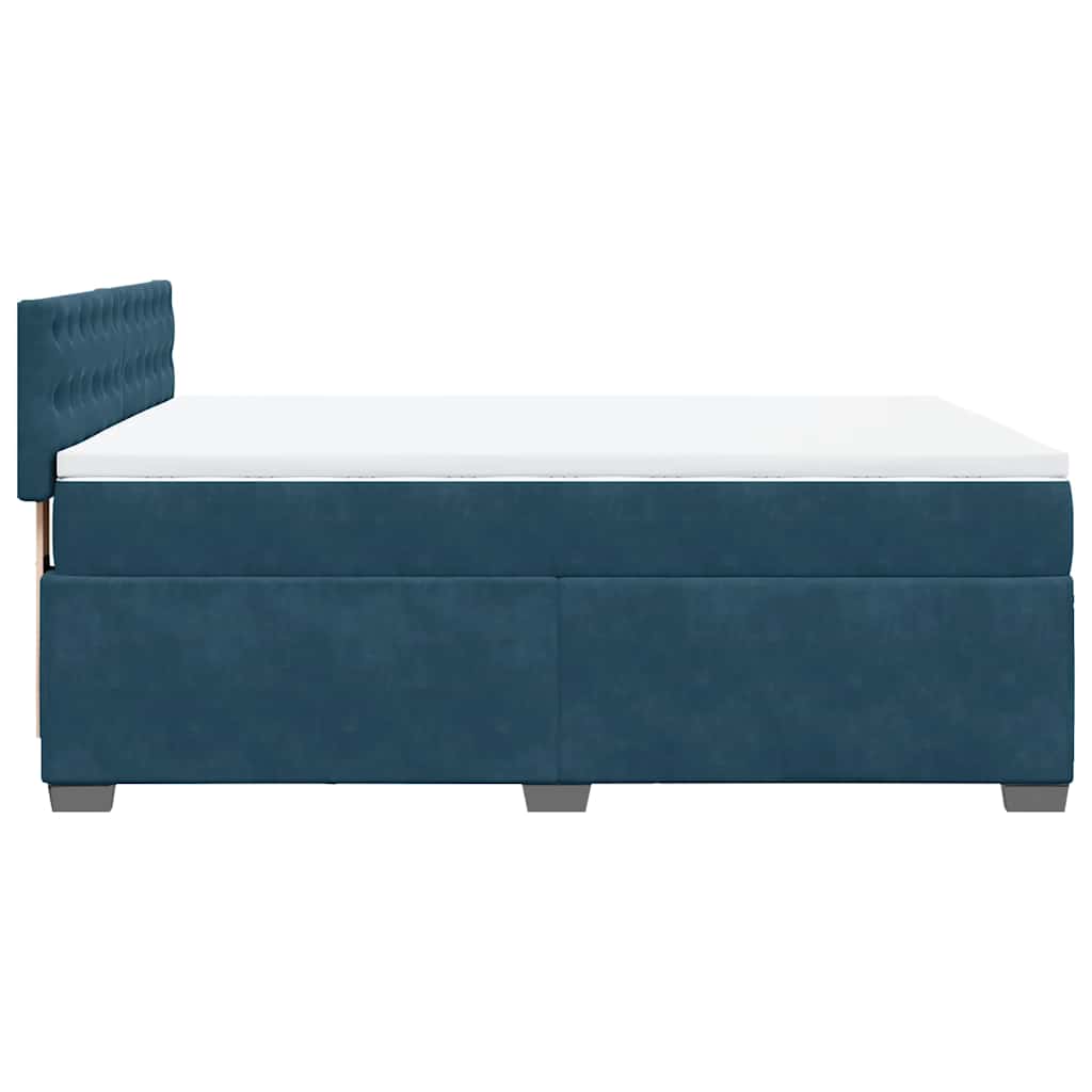 vidaXL Κρεβάτι Boxspring με Στρώμα Σκούρο Μπλε 140x190 εκ. Βελούδινο