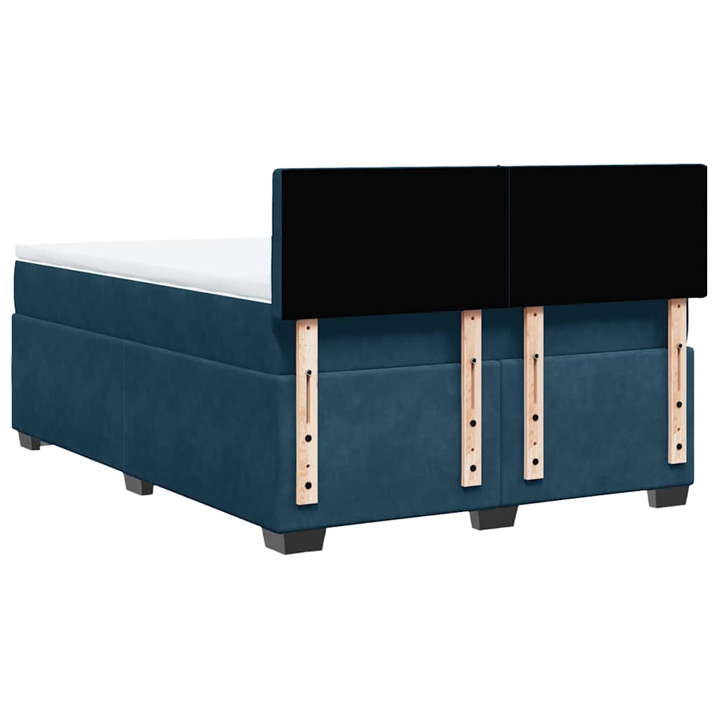 vidaXL Κρεβάτι Boxspring με Στρώμα Σκούρο Μπλε 140x190 εκ. Βελούδινο