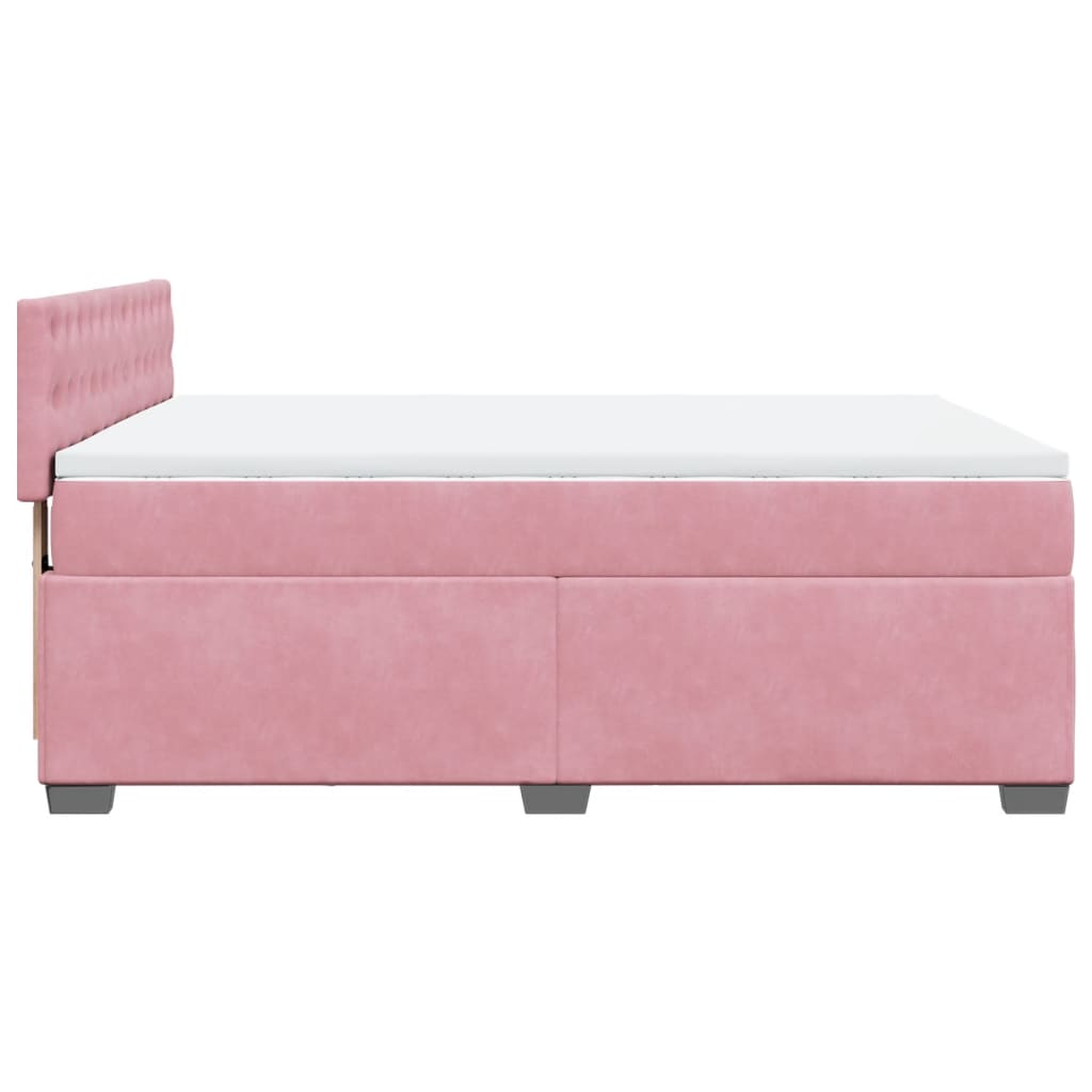 vidaXL Κρεβάτι Boxspring με Στρώμα Ροζ 140x190 εκ. Βελούδινο
