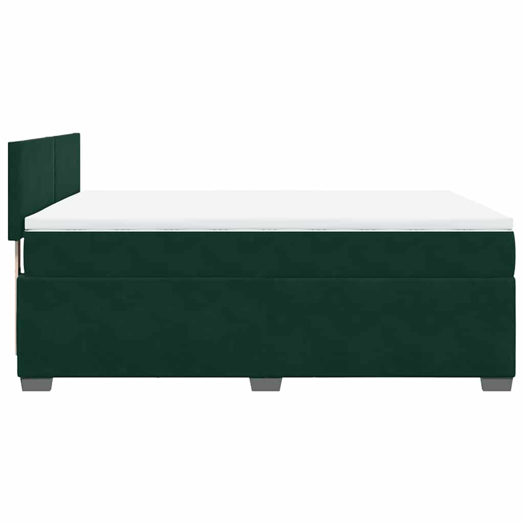 vidaXL Κρεβάτι Boxspring με Στρώμα Σκούρο Πράσινο 140x200εκ. Βελούδινο