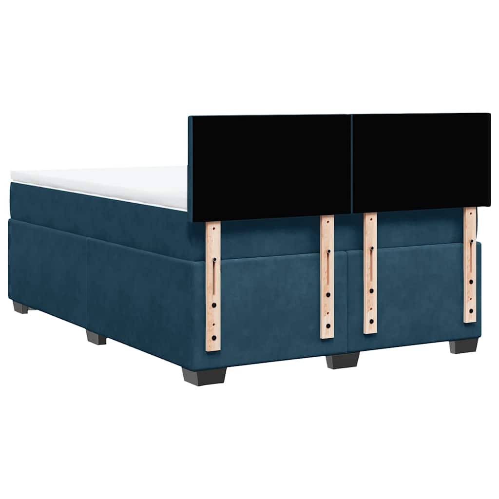 vidaXL Κρεβάτι Boxspring με Στρώμα Σκούρο Μπλε 140x200 εκ. Βελούδινο