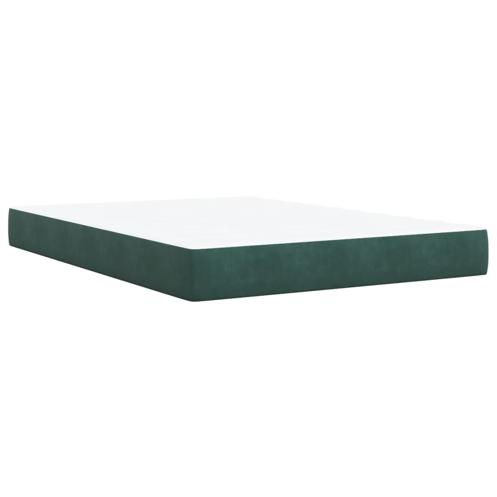 vidaXL Κρεβάτι Boxspring με Στρώμα Σκούρο Πράσινο 140x200εκ. Βελούδινο