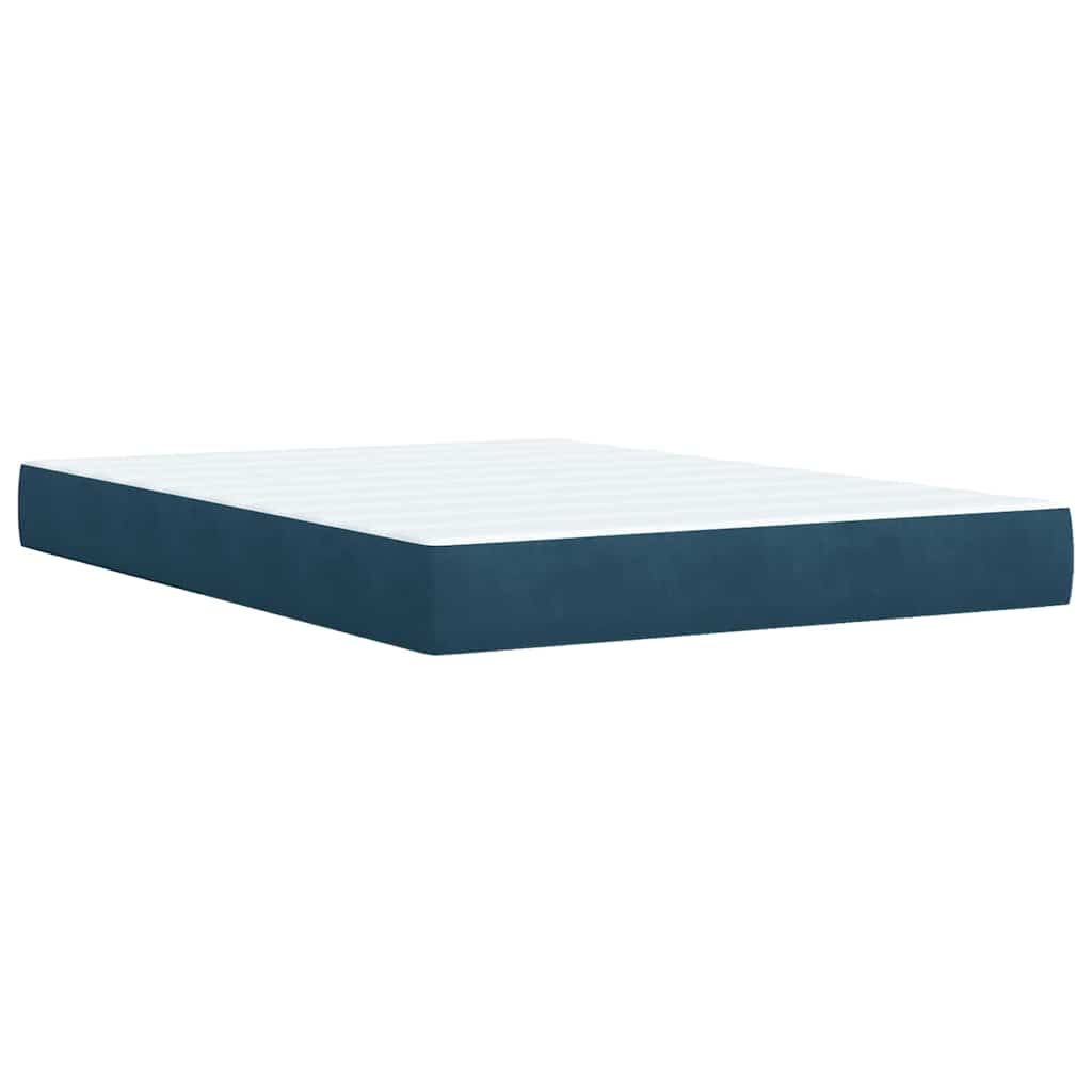 vidaXL Κρεβάτι Boxspring με Στρώμα Σκούρο Μπλε 140x200 εκ. Βελούδινο