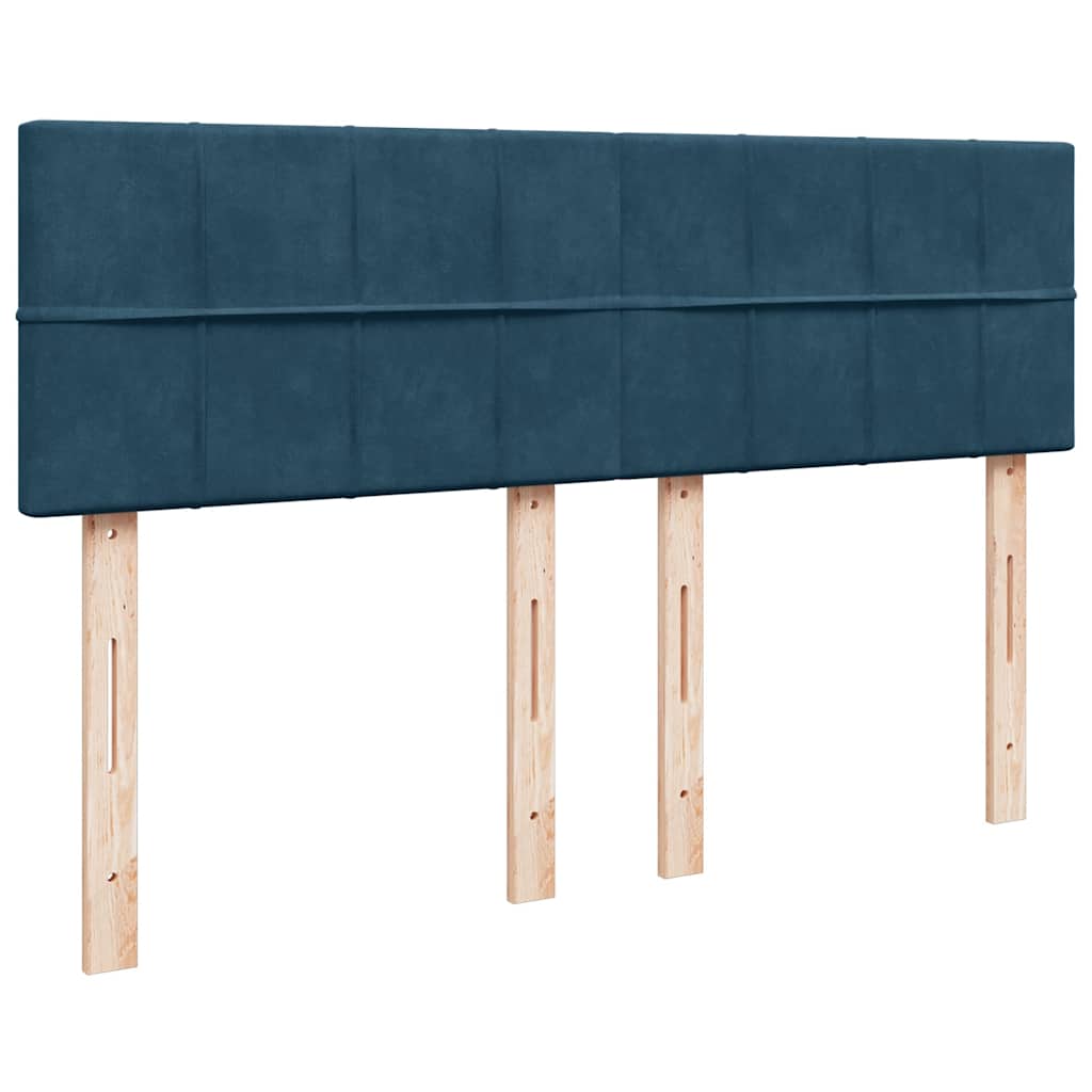 vidaXL Κρεβάτι Boxspring με Στρώμα Σκούρο Μπλε 140x200 εκ. Βελούδινο