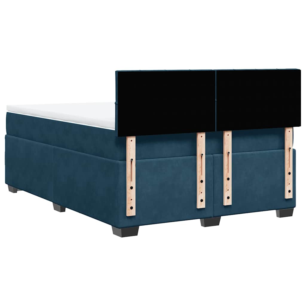 vidaXL Κρεβάτι Boxspring με Στρώμα Σκούρο Μπλε 140x200 εκ. Βελούδινο