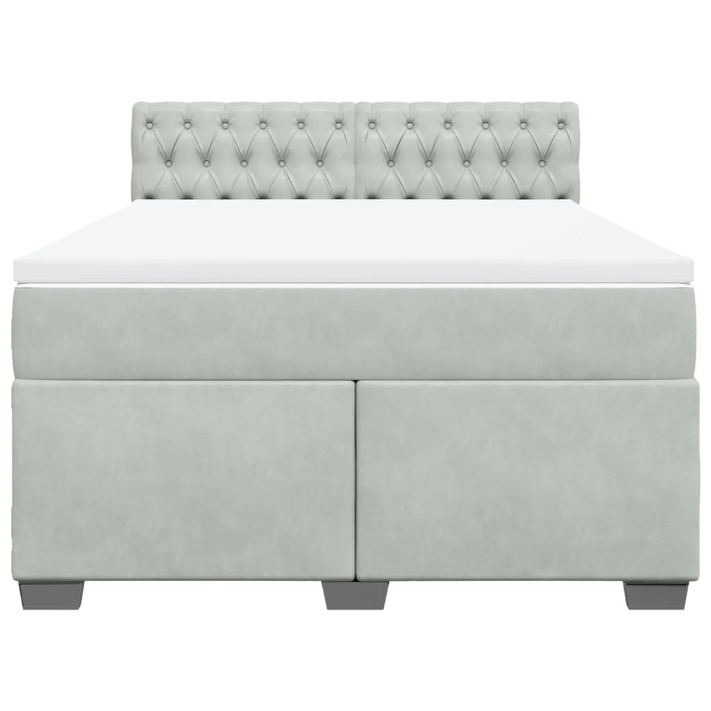 vidaXL Κρεβάτι Boxspring με Στρώμα Ανοιχτό Γκρι 140x200 εκ. Βελούδινο