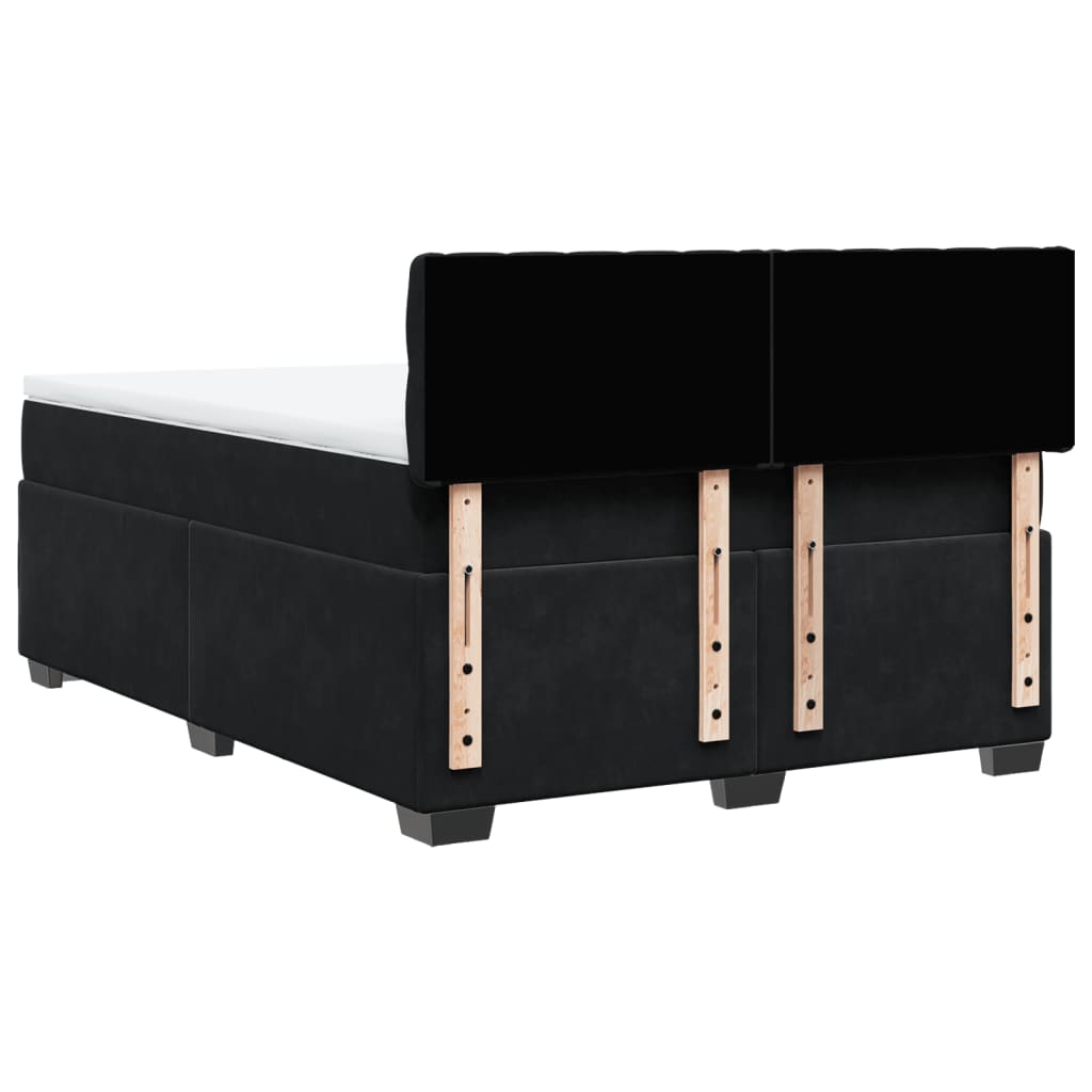vidaXL Κρεβάτι Boxspring με Στρώμα Μαύρο 140x200 εκ. Βελούδινο