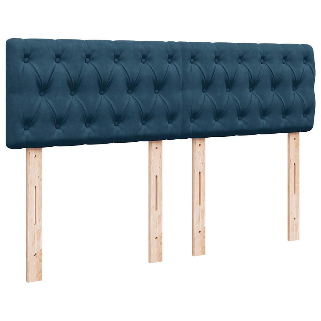 vidaXL Κρεβάτι Boxspring με Στρώμα Σκούρο Μπλε 140x200 εκ. Βελούδινο