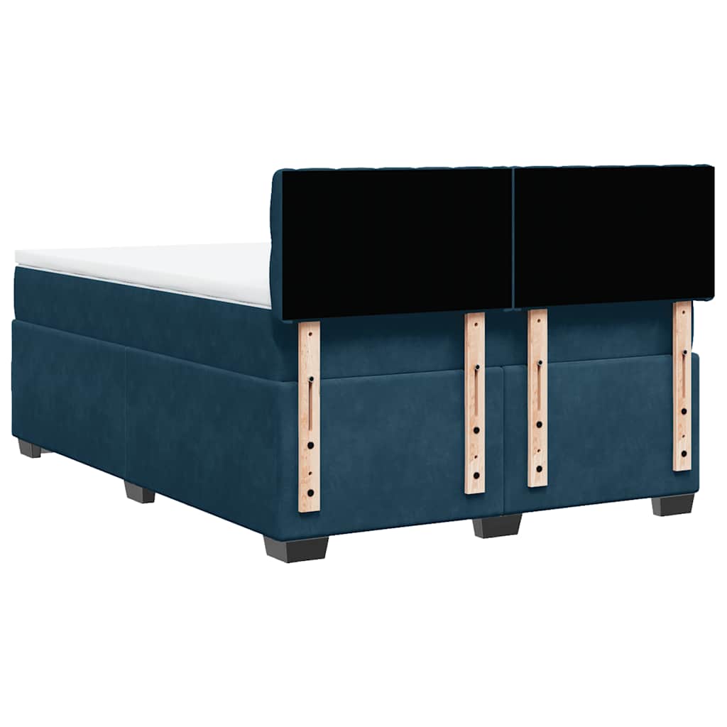 vidaXL Κρεβάτι Boxspring με Στρώμα Σκούρο Μπλε 140x200 εκ. Βελούδινο