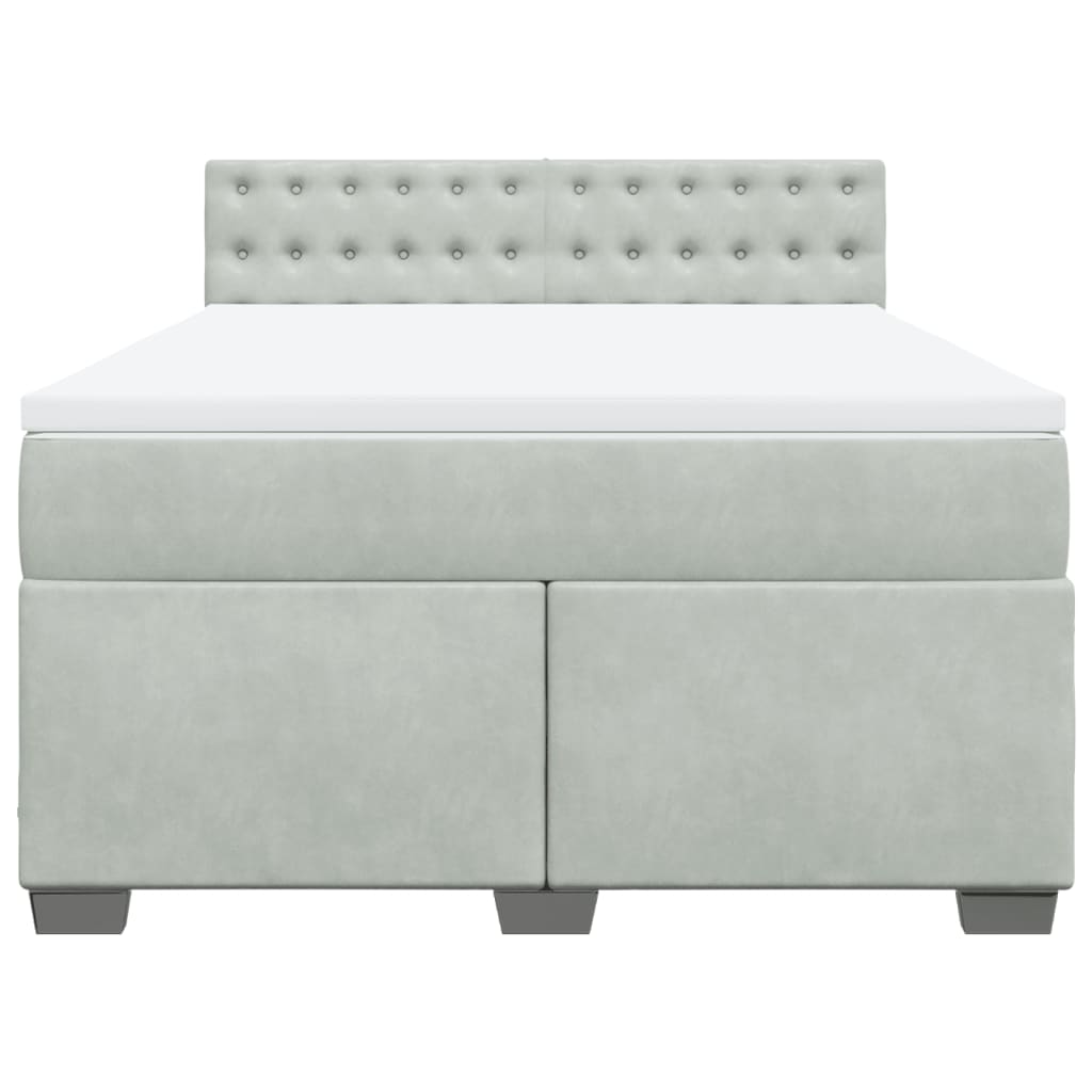 vidaXL Κρεβάτι Boxspring με Στρώμα Ανοιχτό Γκρι 140x200 εκ. Βελούδινο