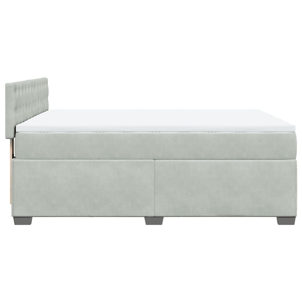 vidaXL Κρεβάτι Boxspring με Στρώμα Ανοιχτό Γκρι 140x200 εκ. Βελούδινο