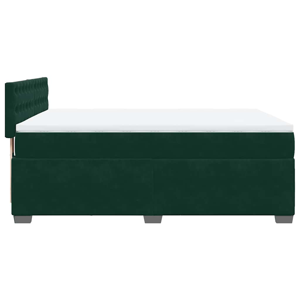 vidaXL Κρεβάτι Boxspring με Στρώμα Σκούρο Πράσινο 140x200εκ. Βελούδινο