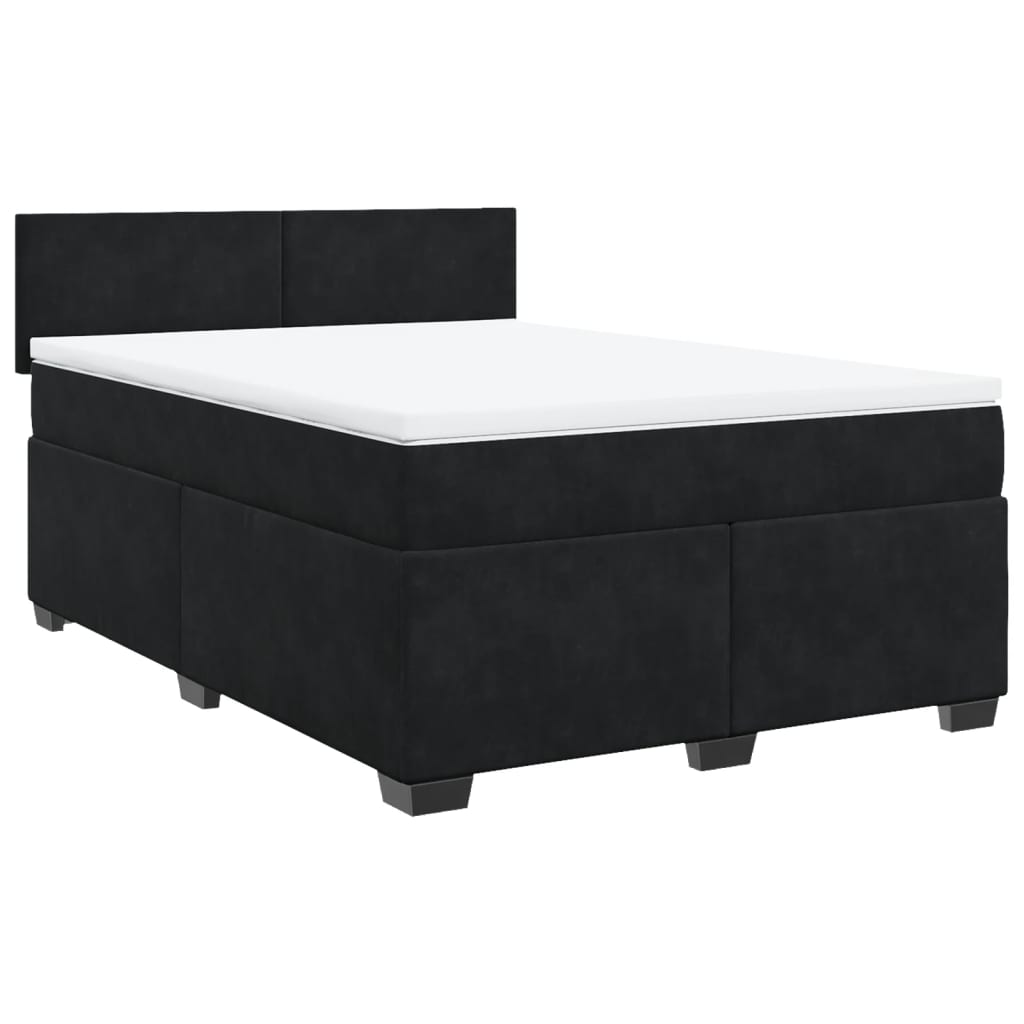 vidaXL Κρεβάτι Boxspring με Στρώμα Μαύρο 160x200 εκ. Βελούδινο