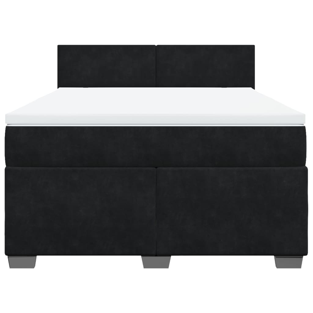 vidaXL Κρεβάτι Boxspring με Στρώμα Μαύρο 160x200 εκ. Βελούδινο