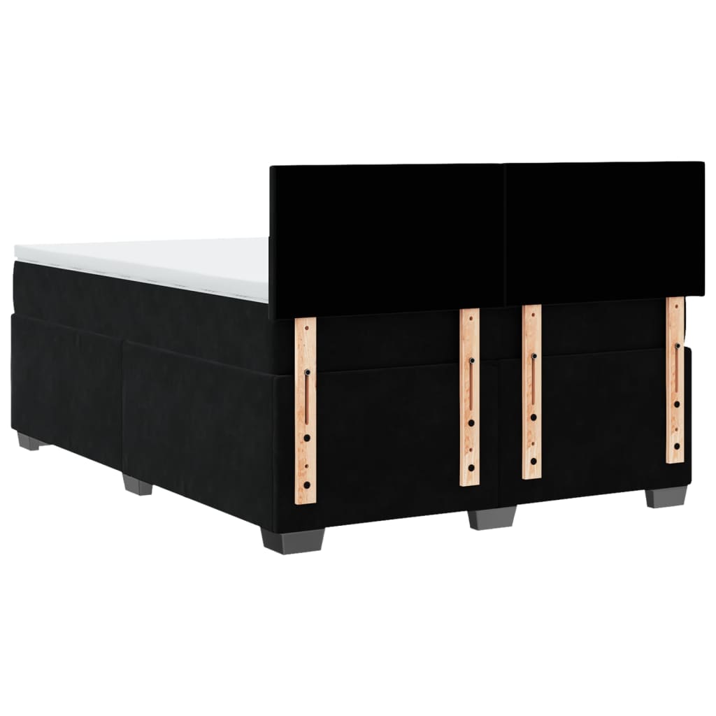 vidaXL Κρεβάτι Boxspring με Στρώμα Μαύρο 160x200 εκ. Βελούδινο
