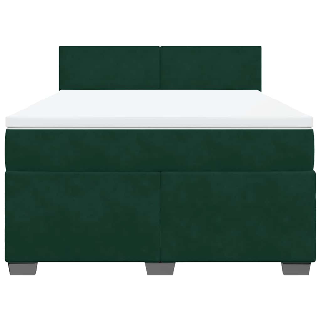 vidaXL Κρεβάτι Boxspring με Στρώμα Σκούρο Πράσινο 160x200εκ. Βελούδινο