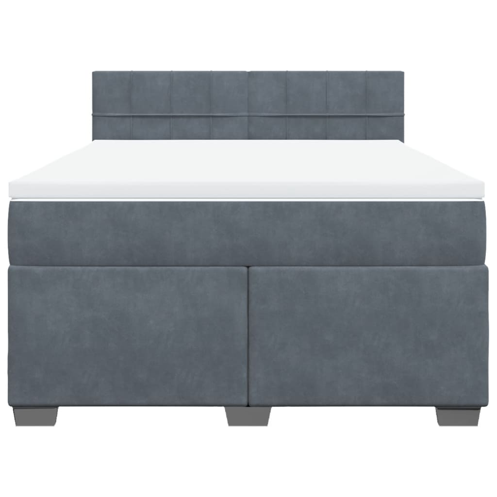 vidaXL Κρεβάτι Boxspring με Στρώμα Σκούρο Γκρι 160x200 εκ. Βελούδινο