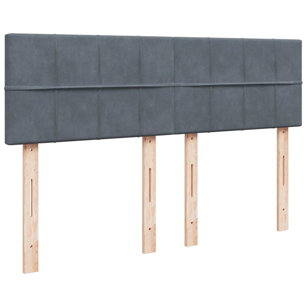 vidaXL Κρεβάτι Boxspring με Στρώμα Σκούρο Γκρι 160x200 εκ. Βελούδινο